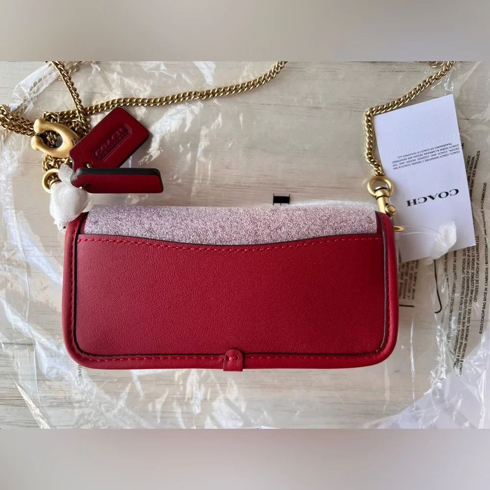 🍒 NWT COACH Glovetanned Leather Mini Dinky Bag 14 B4/ruby red limited edition - Picture 9 of 11
